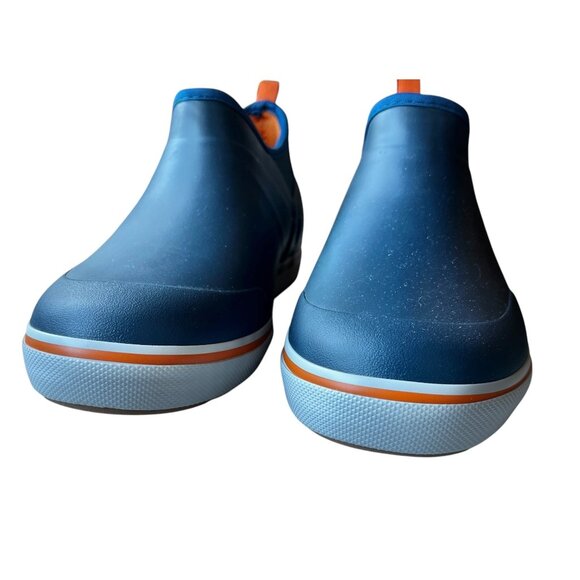 Grundéns Mens Deck-Boss Ankle Boots Size 8 Navy & Orange Slip-On Rubber Shoes - Picture 4 of 7